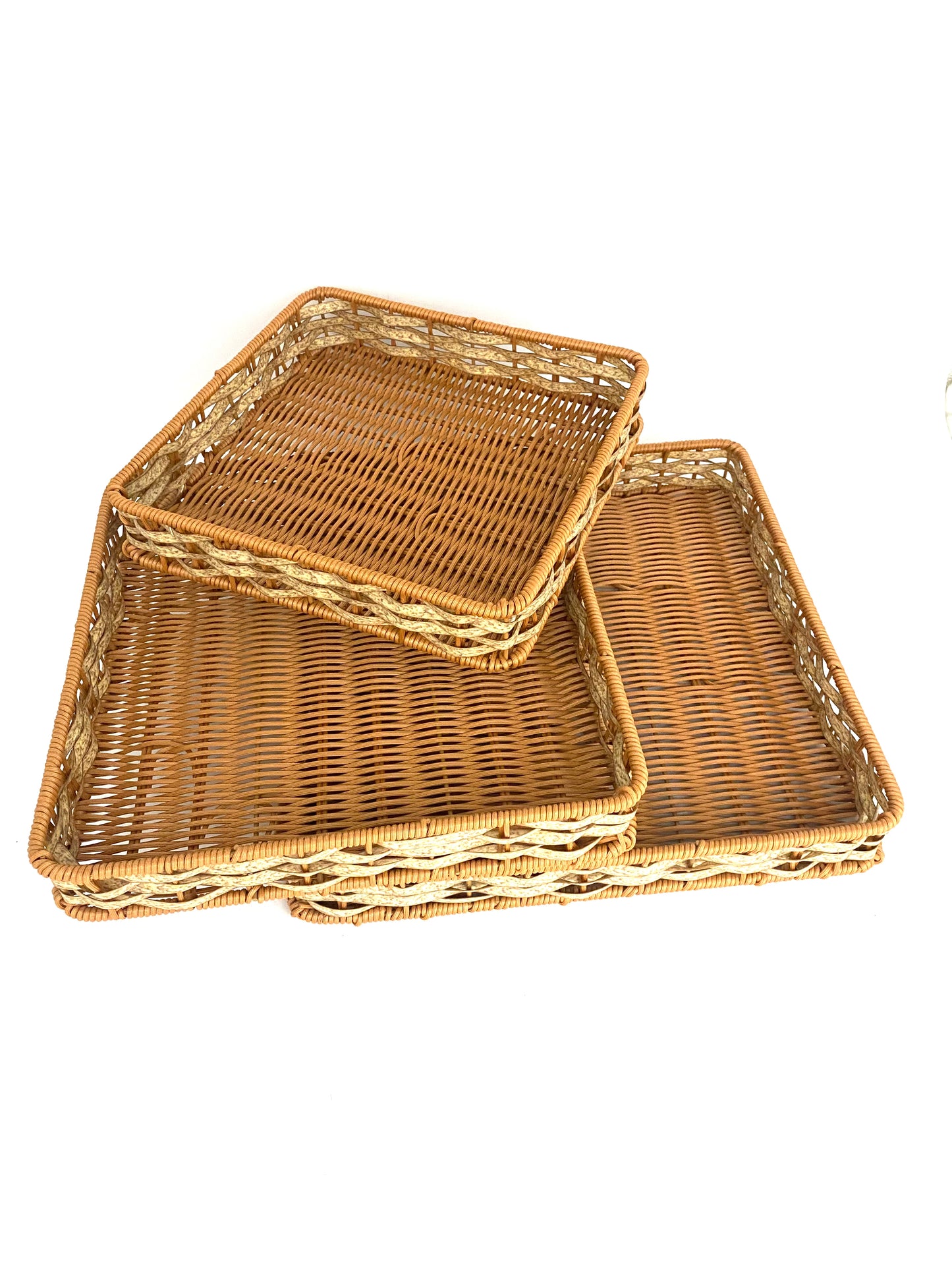 3 Pcs Squared Straw Tray Set