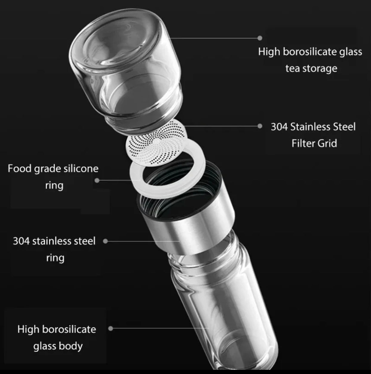 400ml High Borosilicate Glass Tea Separator Cup