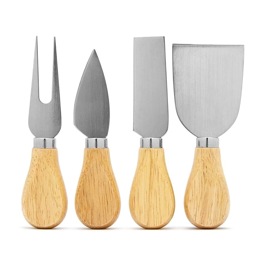 4 Pieces Set Cheese Knives With Wood Handle