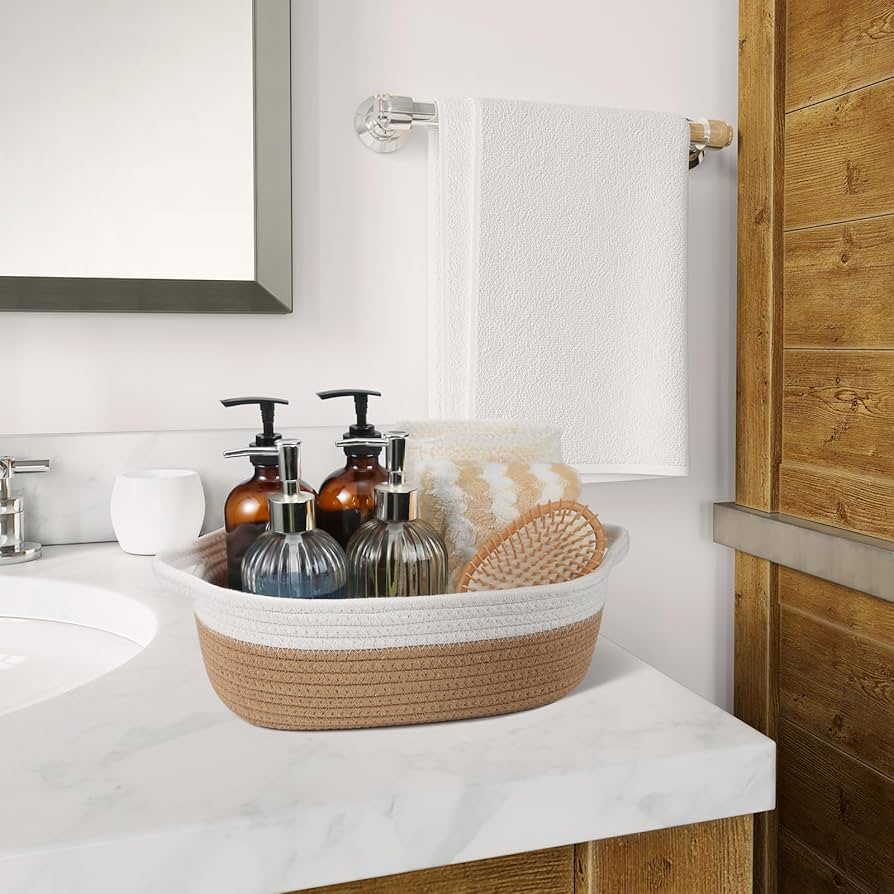 5 PCs Oval Cotton Woven Storage Basket Set
