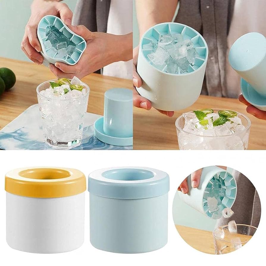 Silicone Ice Making Cup Ice Bucket with Lid - Aqua