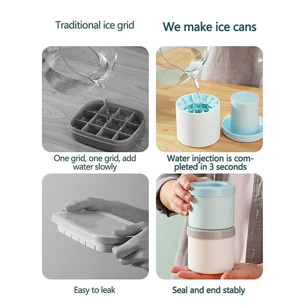 Silicone Ice Making Cup Ice Bucket with Lid - Aqua