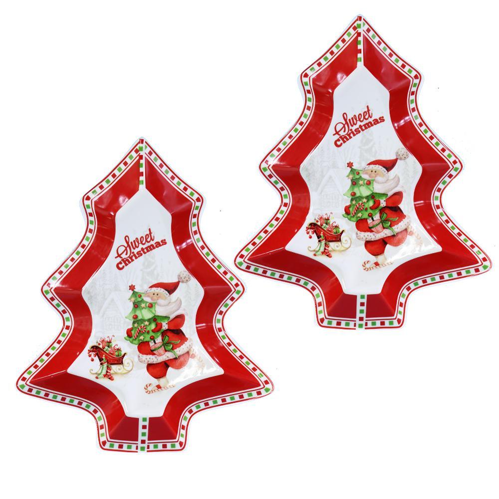 1 Pc Christmas Serving Porcelain Plates Tree Shaped