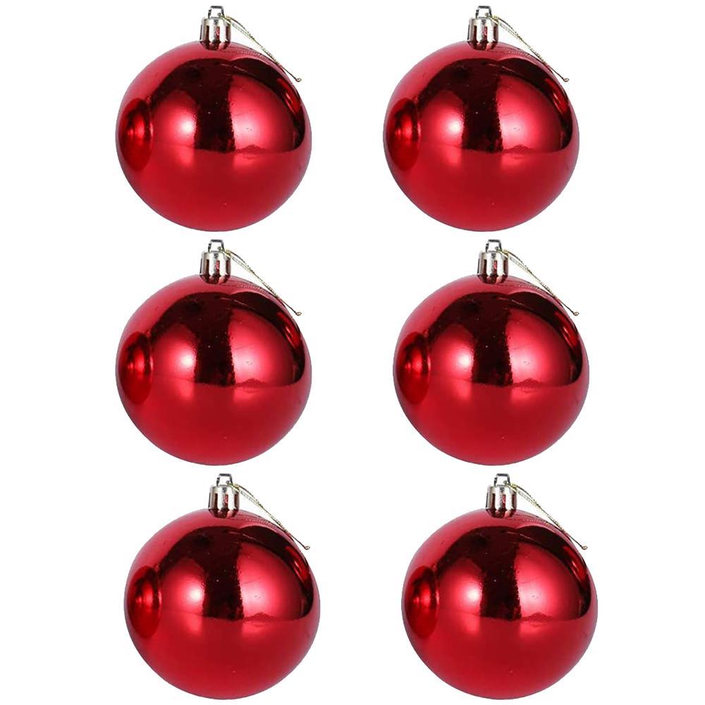 Christmas Decoration Ball 5 Cm (Set Of 6)- Red