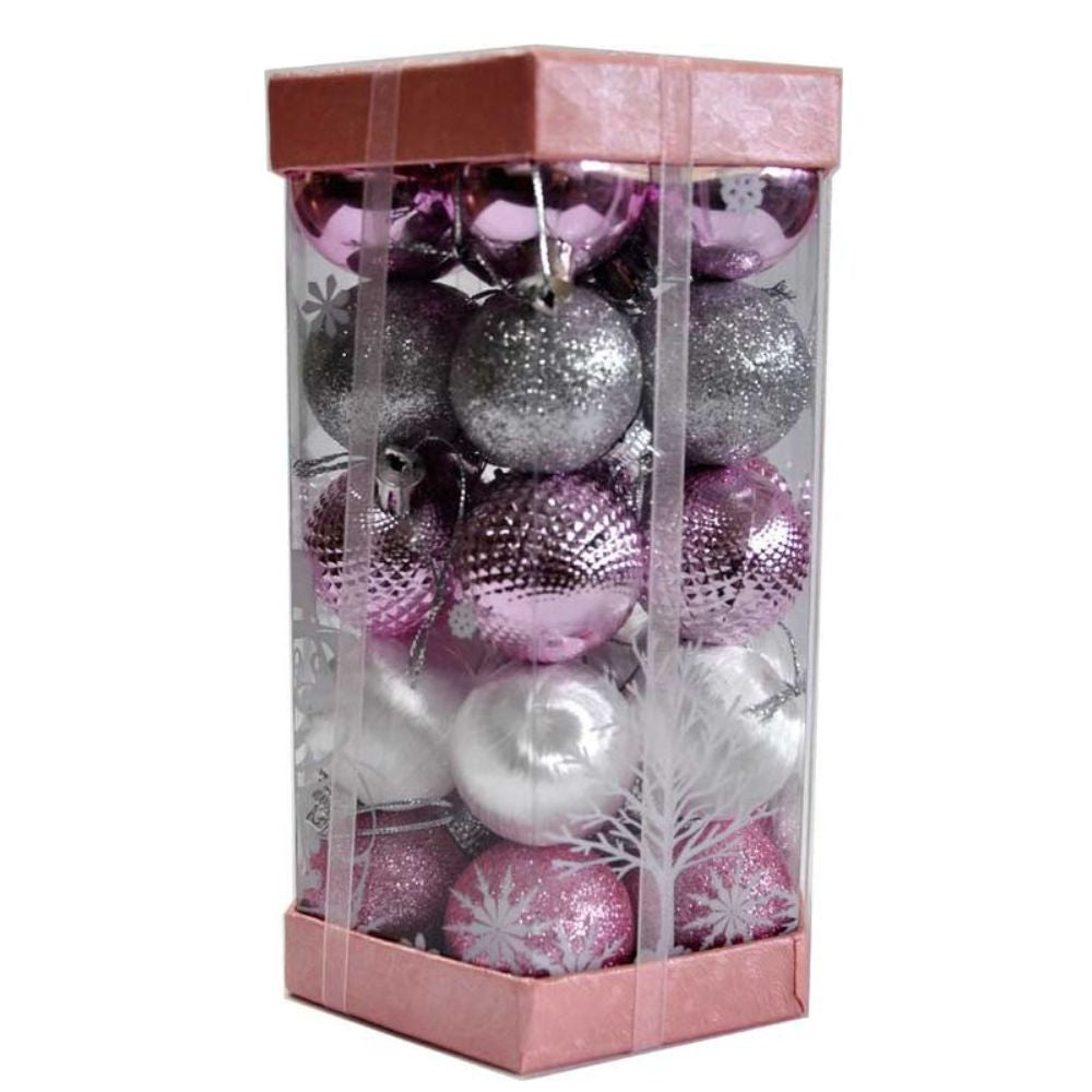 Christmas Tree Balls Pink -Silver Mix