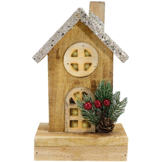 Light Wood House Christmas Decoration LED 20 CM