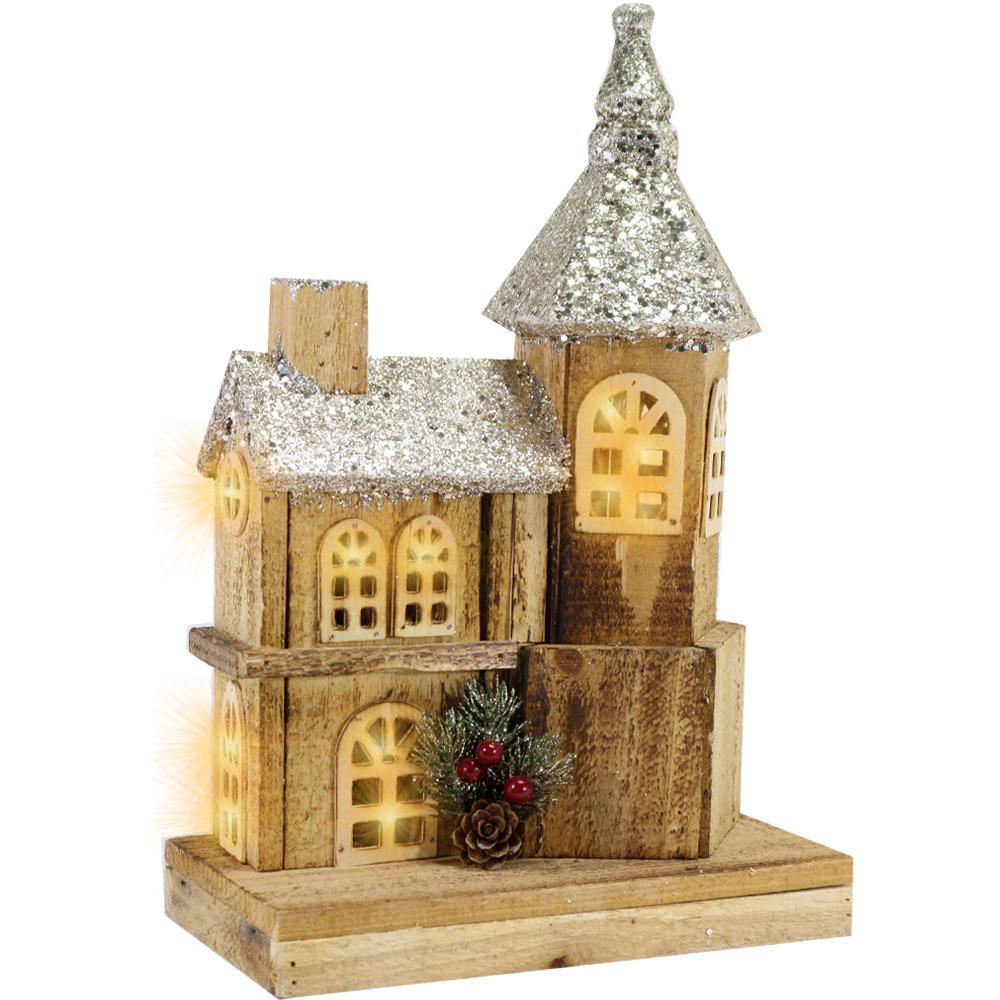 Light Wood House Christmas Decoration LED 35 CM