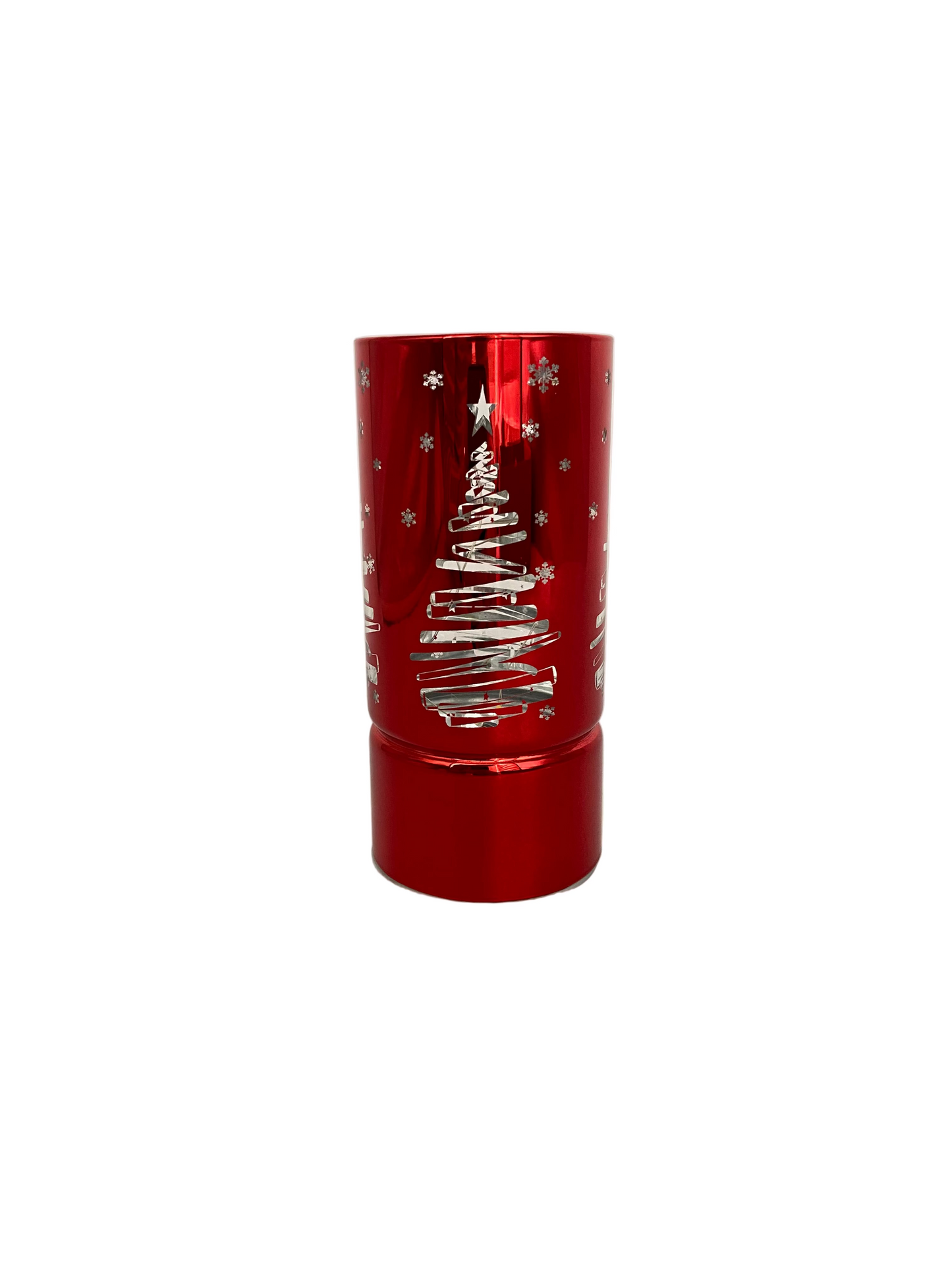 Christmas RED Metal Lantern With Warm Light