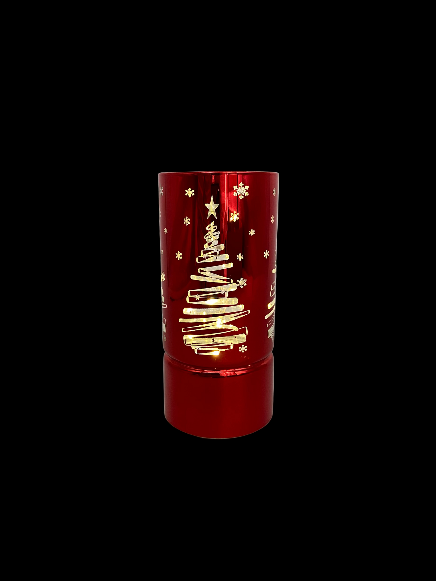 Christmas RED Metal Lantern With Warm Light