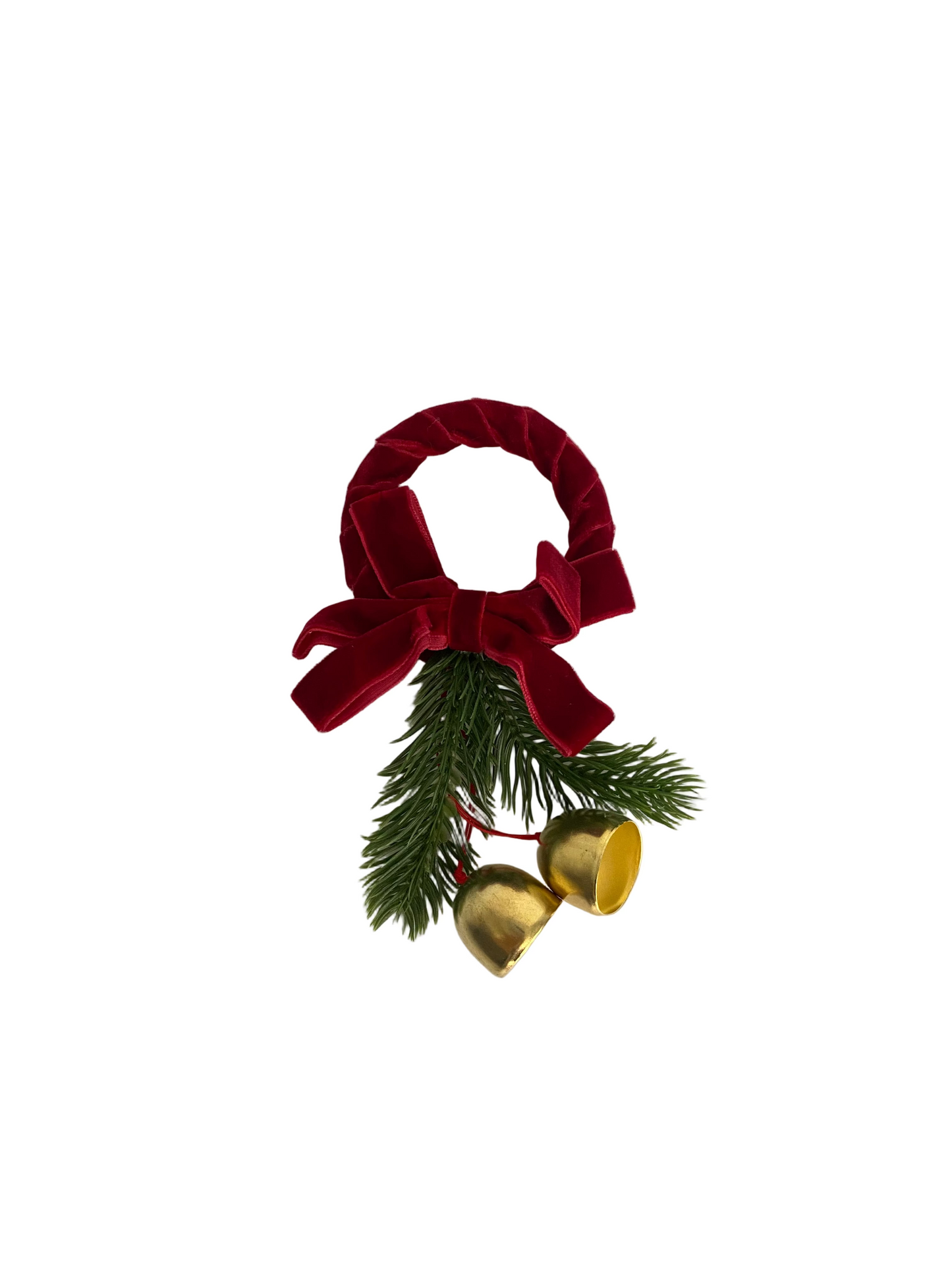 Christmas Decoration - Red Velvet Wreath With Bells