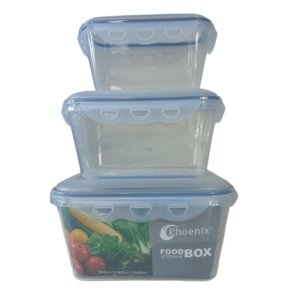 Phoenix, Food Container 3 Pcs Set With Clips Lid