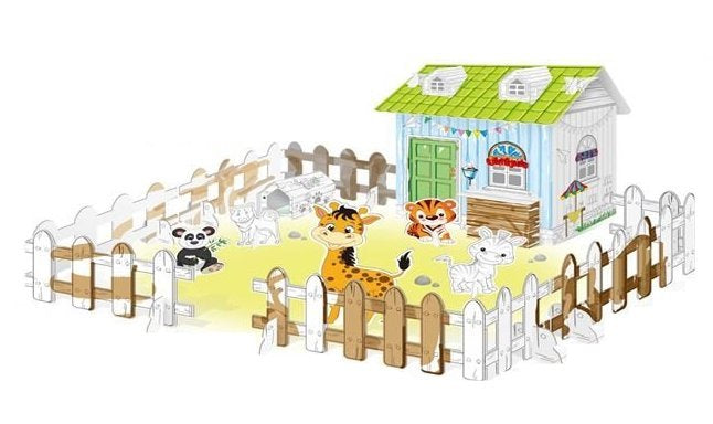 DIY Cardboard house farm 108 x 94 x 57cm