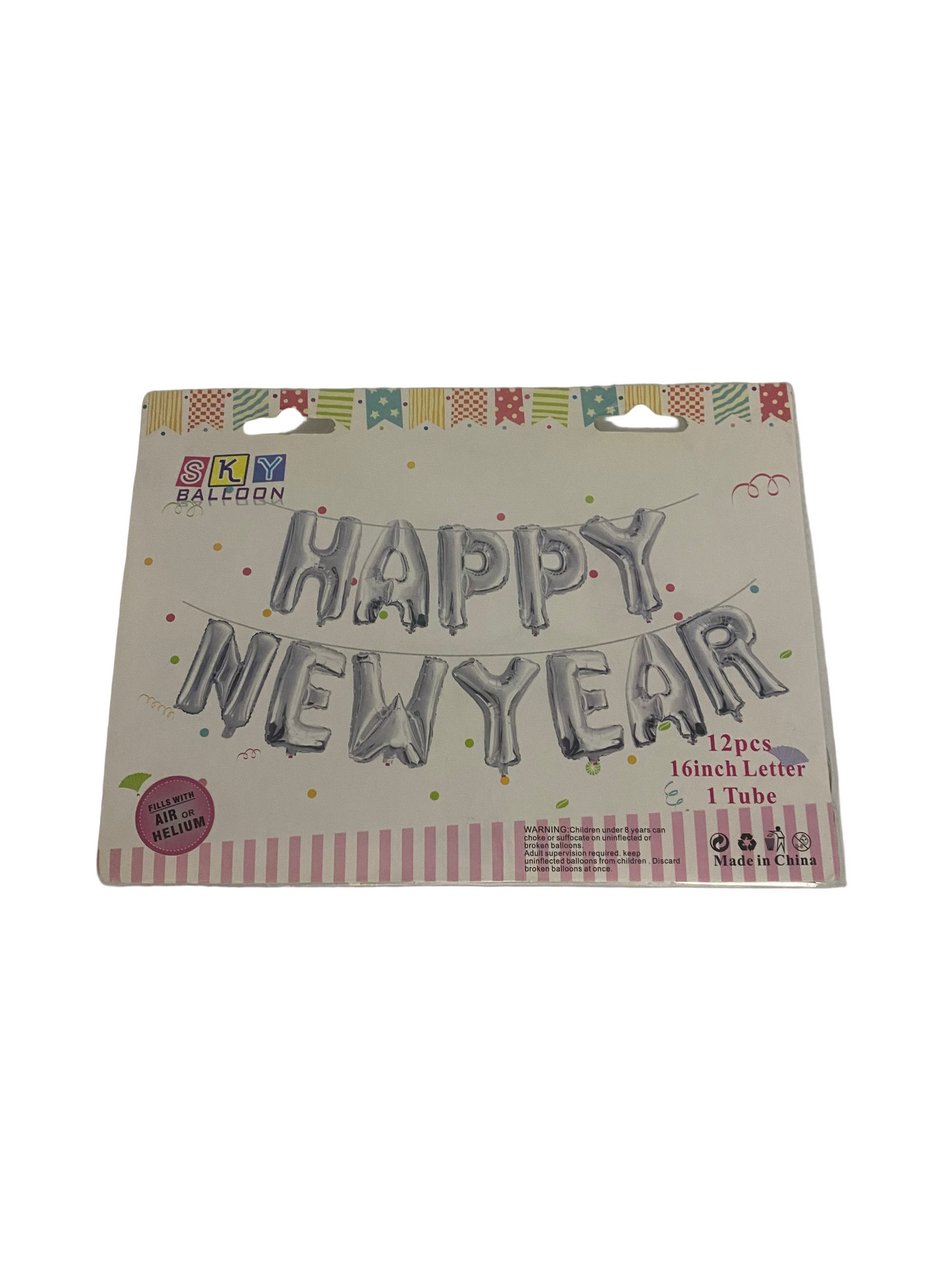 12 PCs Silver Foil Balloon Set “Happy New Year”