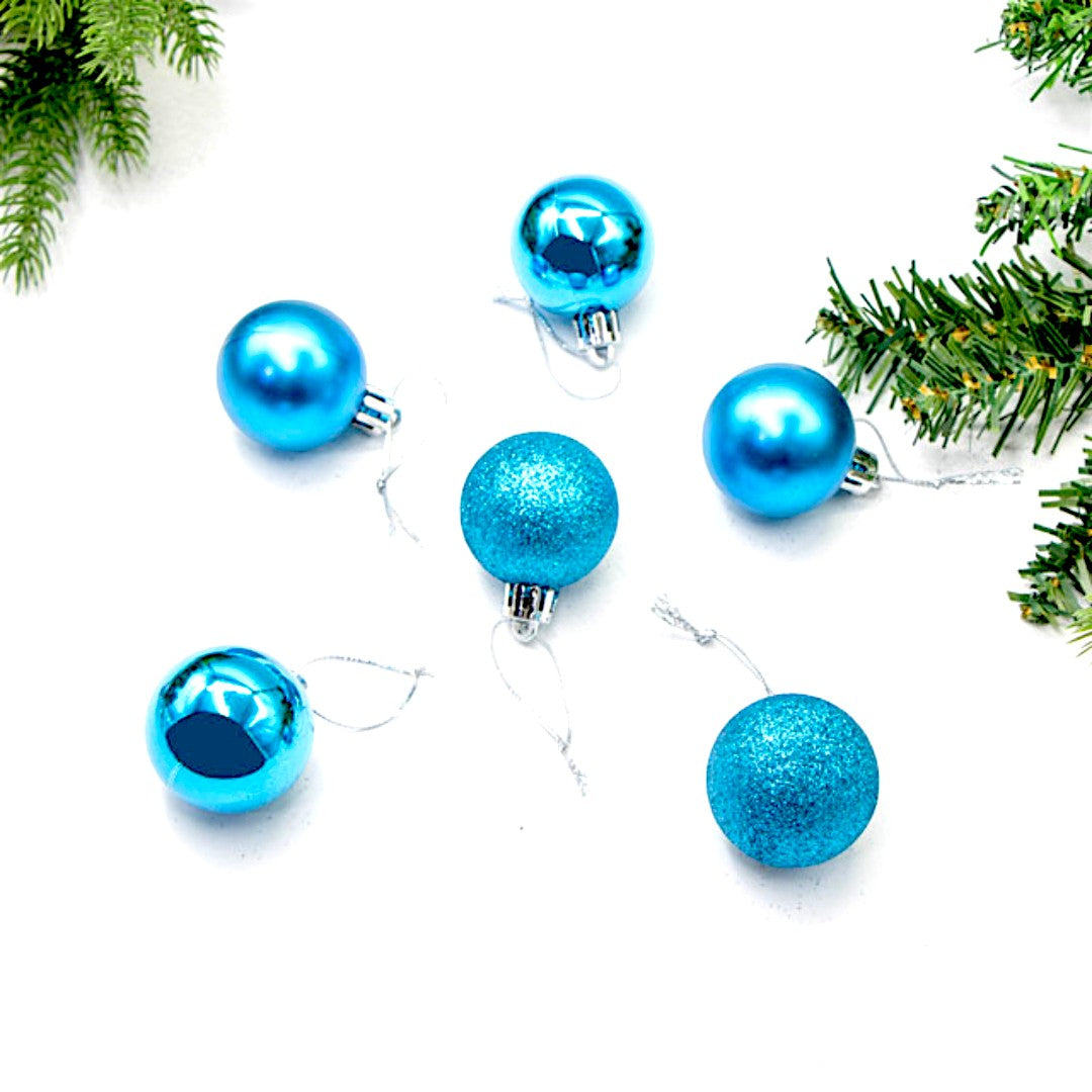 6 PCs Blue Balls Christmas Tree Decoration Set (4 cm )