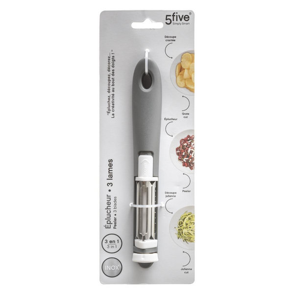 Five Simply Smart , 3-Blade Soft Grip Stainless Steel Peeler