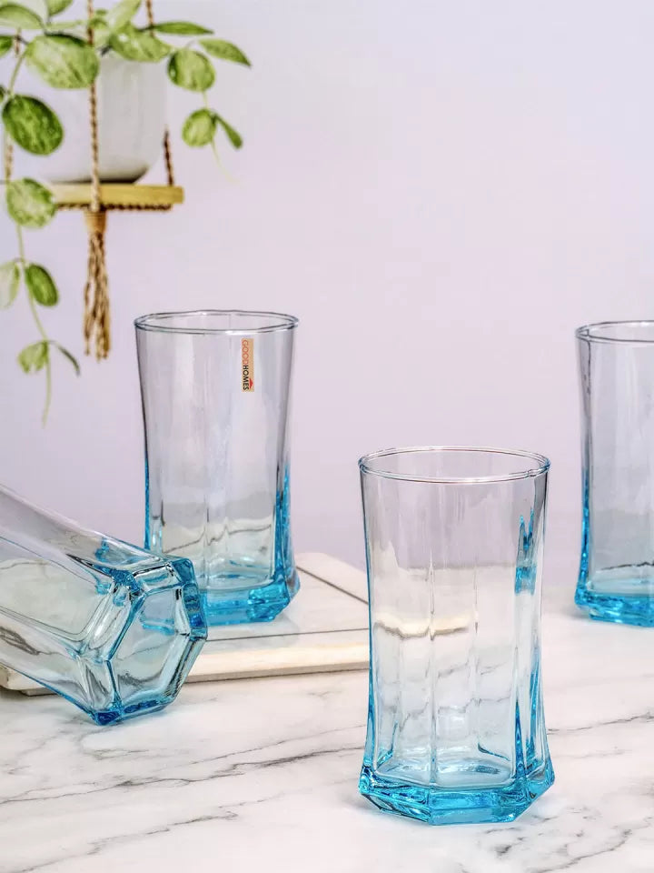 Delisoga, 6 pcs blue glass tumbler