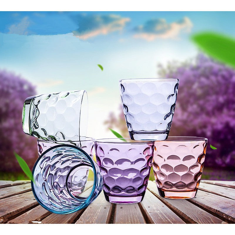 Set of 6 pcs colorful glass cup