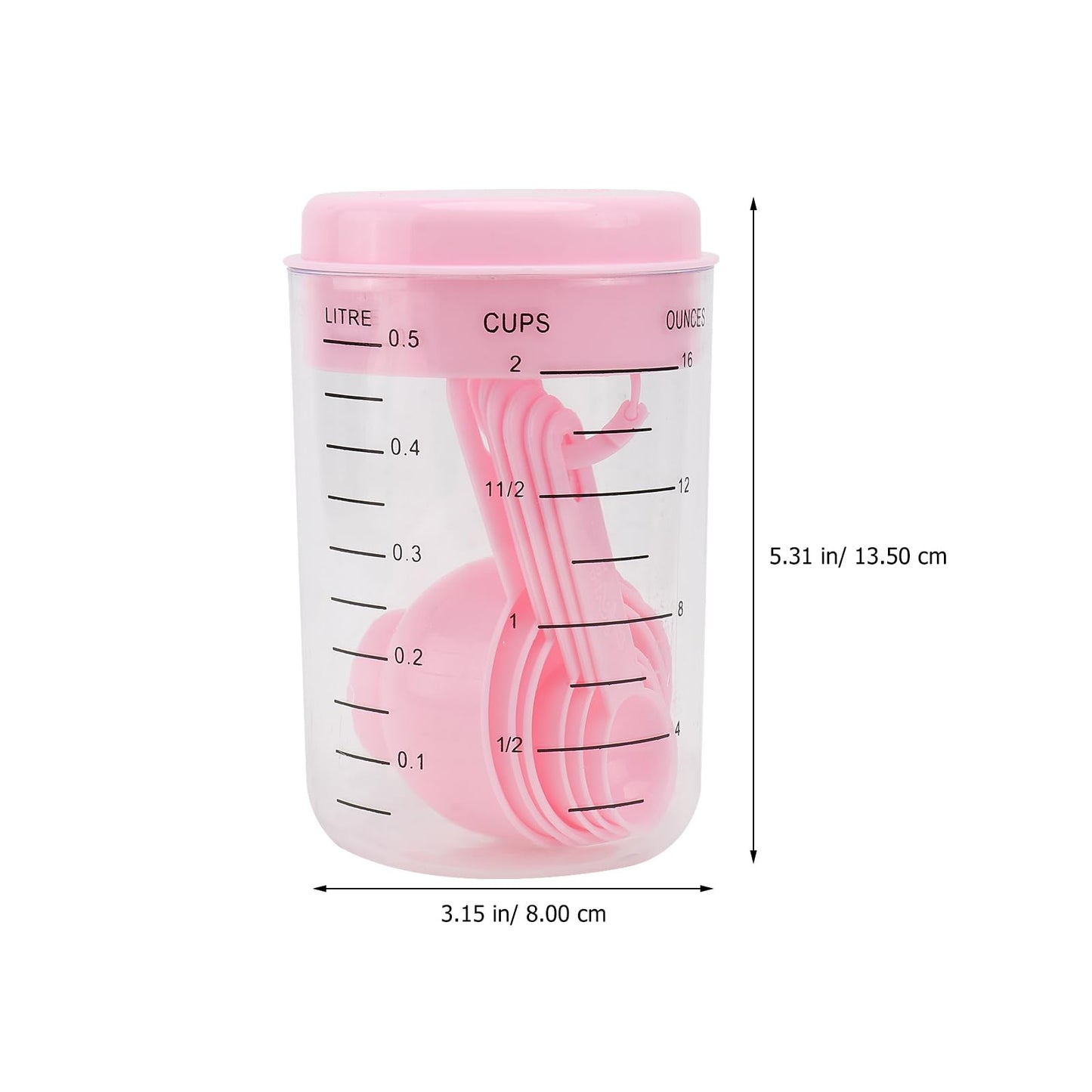 7 pcs plastic set measurings cup and spoons