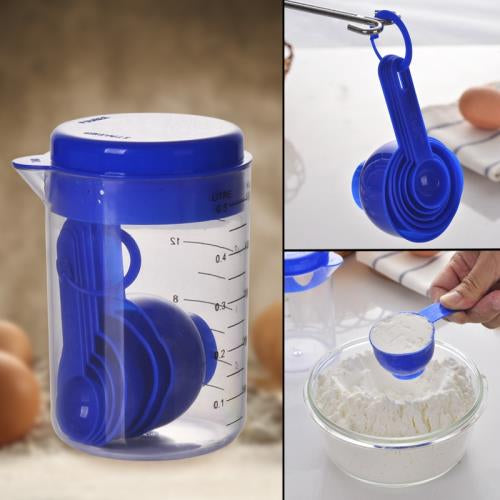 7 pcs plastic set measurings cup and spoons