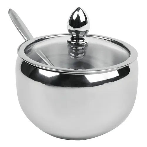 Stainless Steel Sugar Pot With Spoon