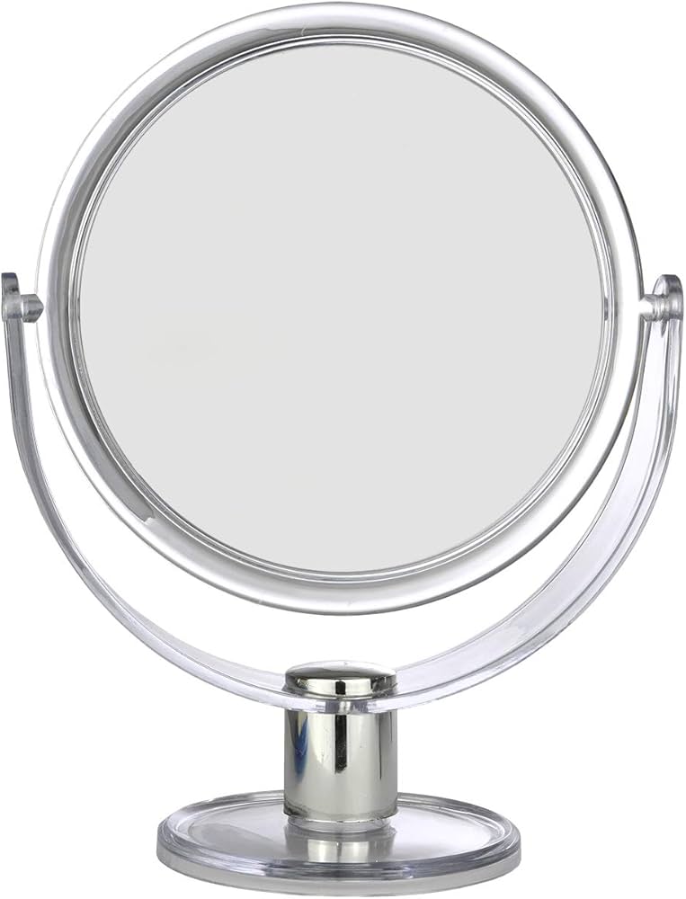 Plexi Round Tabletop Two-Sided Swivel Vanity Makeup Mirror with 2X Magnification
