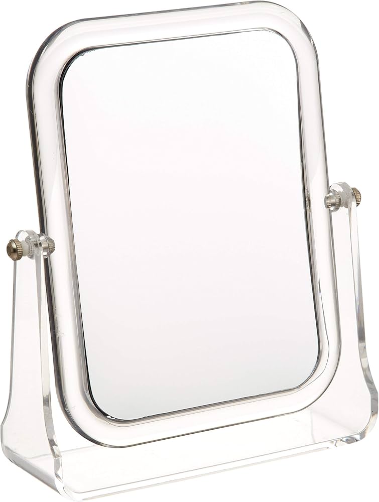 Plexi rectangular Tabletop Two-Sided Swivel Vanity Makeup Mirror with 3x Magnification