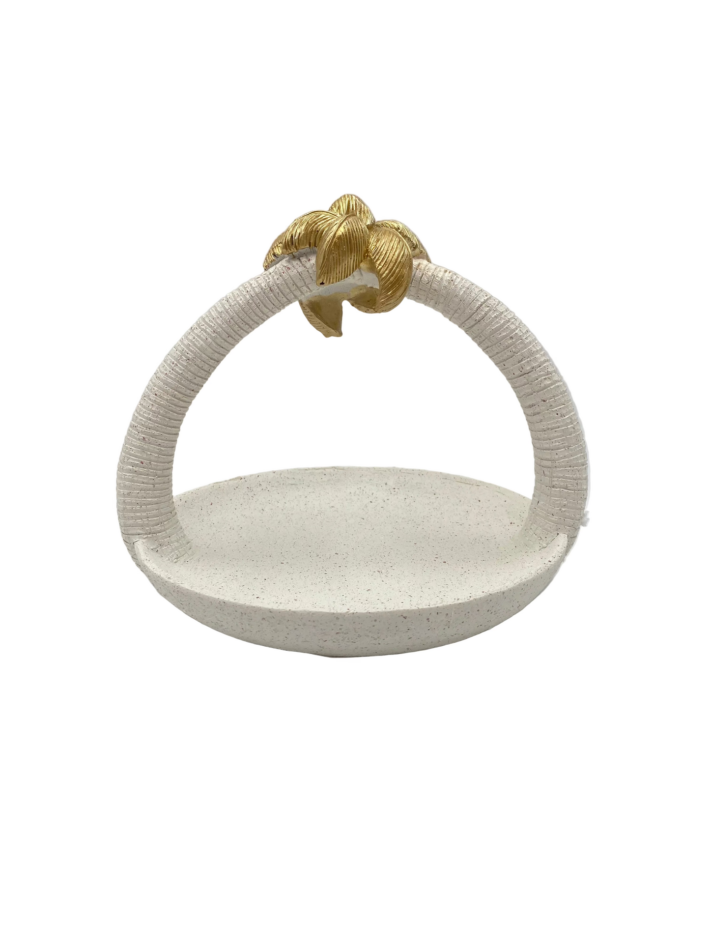 White & Gold Porcelain Serving Plate With Handle