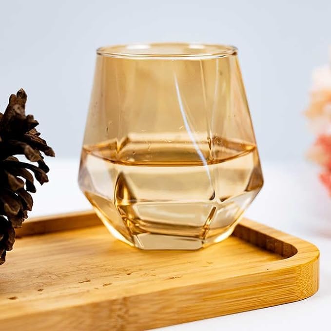 Set of 6 pcs glass golden tumbler