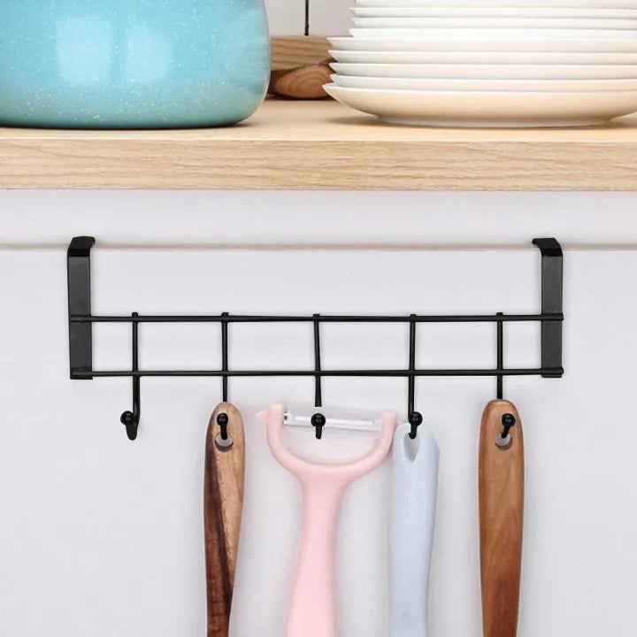 Stainless Steel Over Door Hanger with Hooks/ Bathroom Organizer Hanger