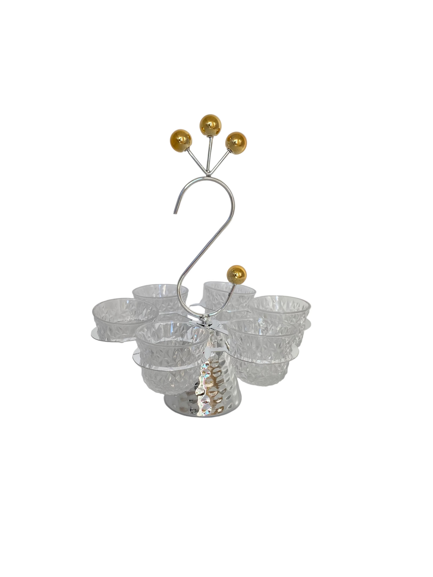 6 Glass Arabic Coffee Cups With Metal Stand Set