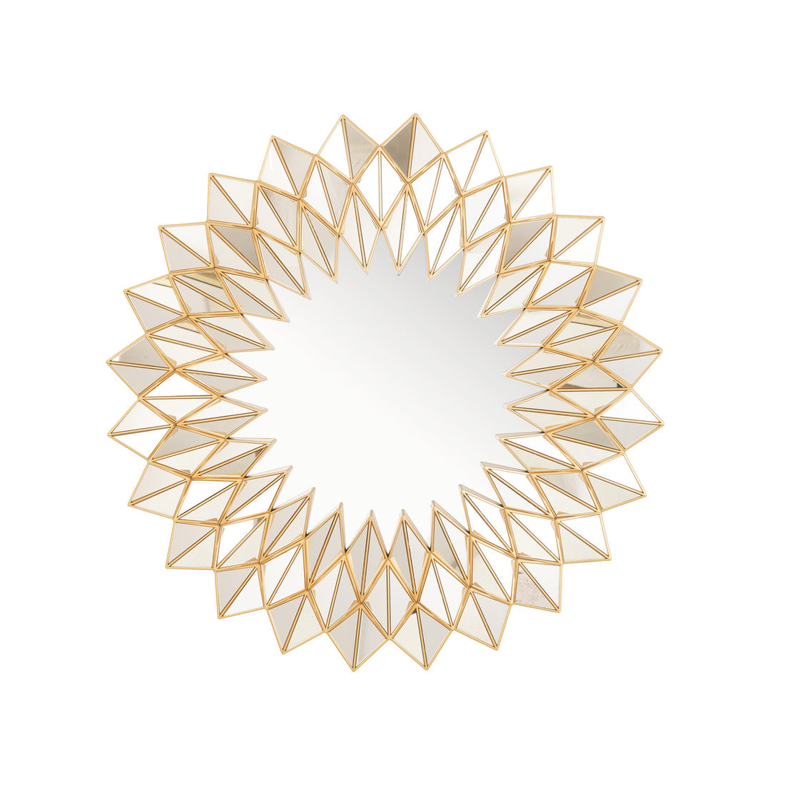 Flower Shaped Gold Finish Wall Mirror
