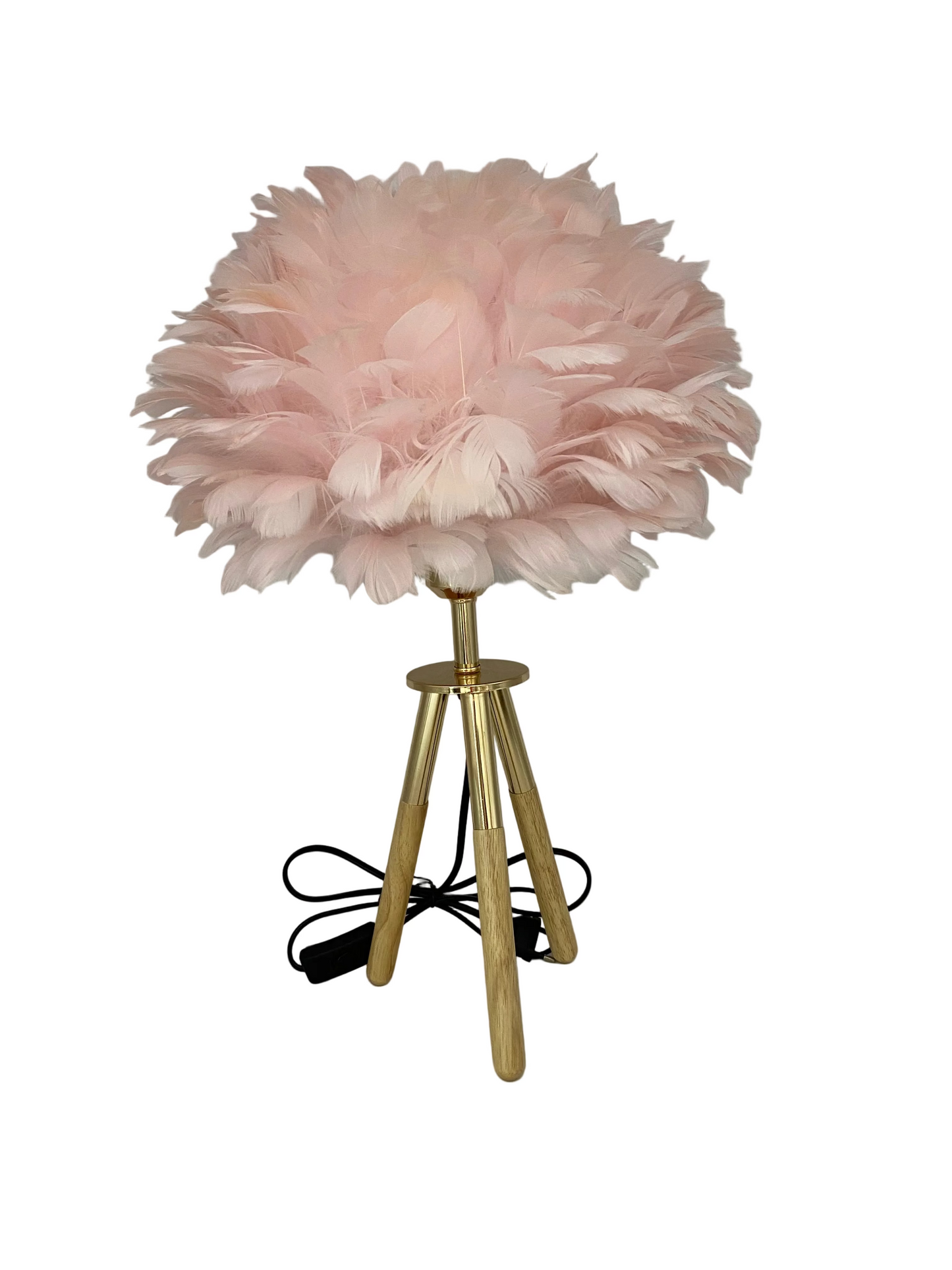 Metal Modern Shade Table Lamp with Tripod Bamboo Stand