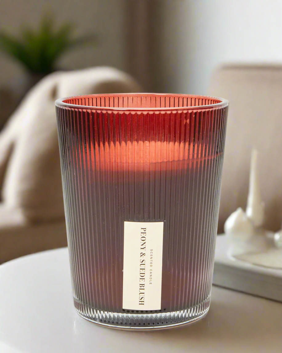 Ribbed Glass Candle Jar With Scented Candle