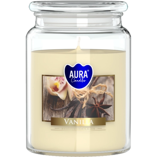Big scented candles in glass with a lid