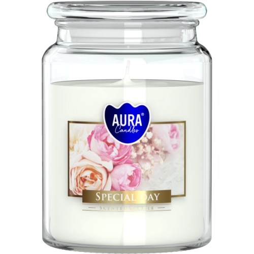 Big scented candles in glass with a lid