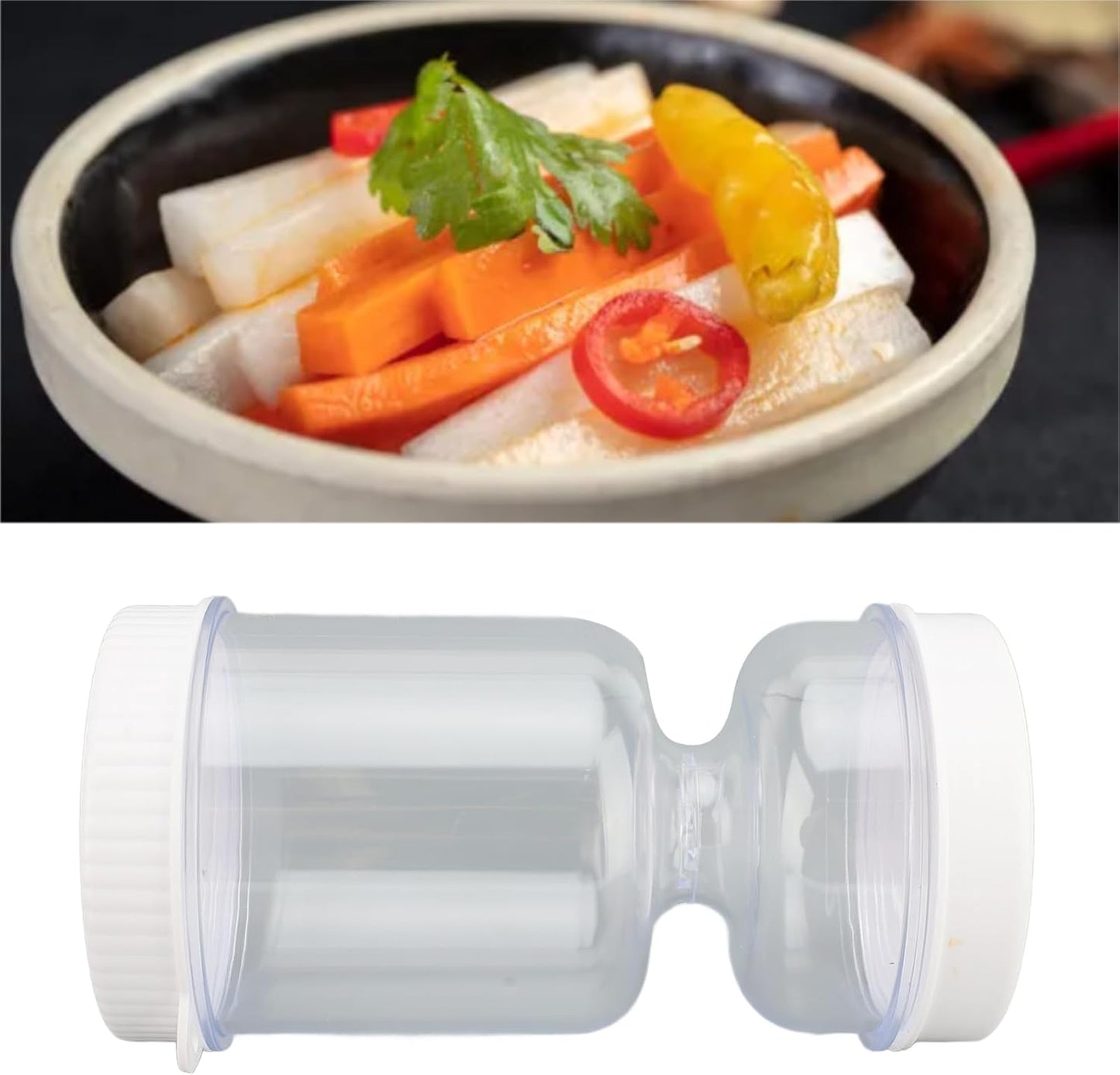 Gebe, Glass Pickle Jar With Strainer Flip and Fork