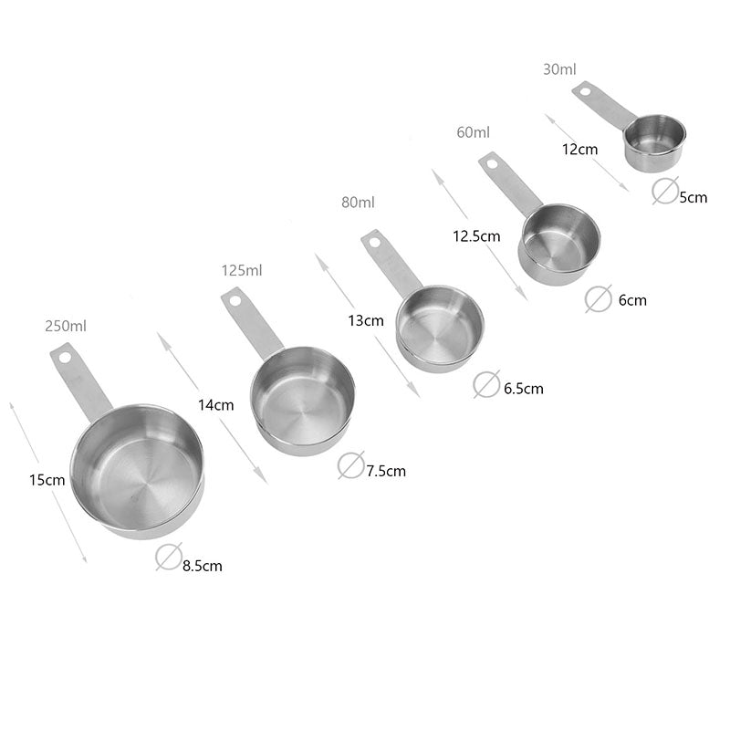 8 Pieces Stainless Steel Measuring Cups Set with Handle & Hanging Hole