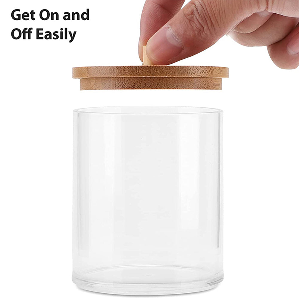 Round Cotton Swab Holder With Bamboo Lid