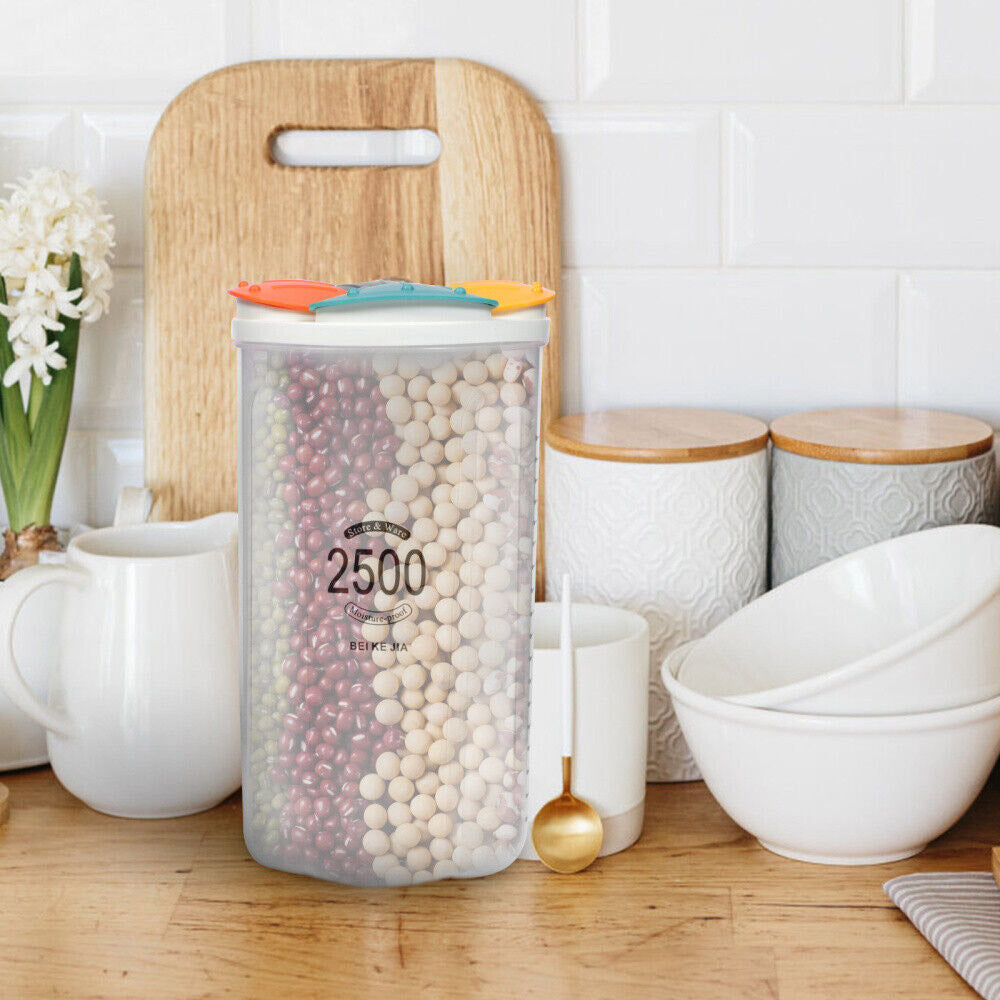 Clear Airtight Cereal Storage Food Container With Lids For Sesame Flour Dry Food 2500ml