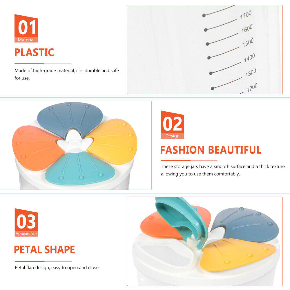 Clear Airtight Cereal Storage Food Container With Lids For Sesame Flour Dry Food 2500ml