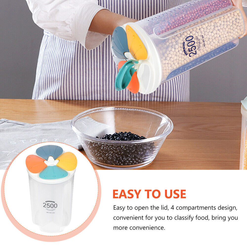 Clear Airtight Cereal Storage Food Container With Lids For Sesame Flour Dry Food 2500ml