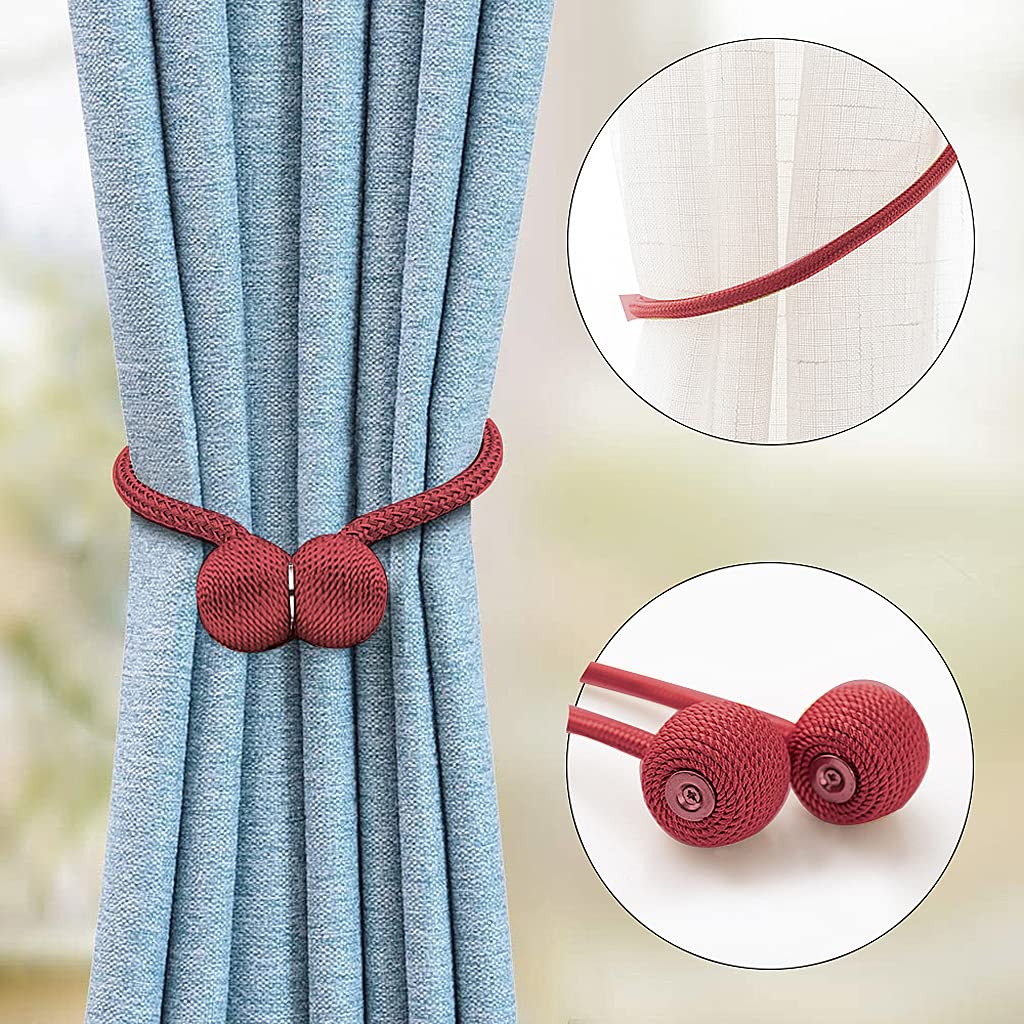 Magnetic Curtain Tiebacks Curtain Clips Rope Holdbacks Curtain Weaving Holder Buckles For Home Office Decorative 1 Piece