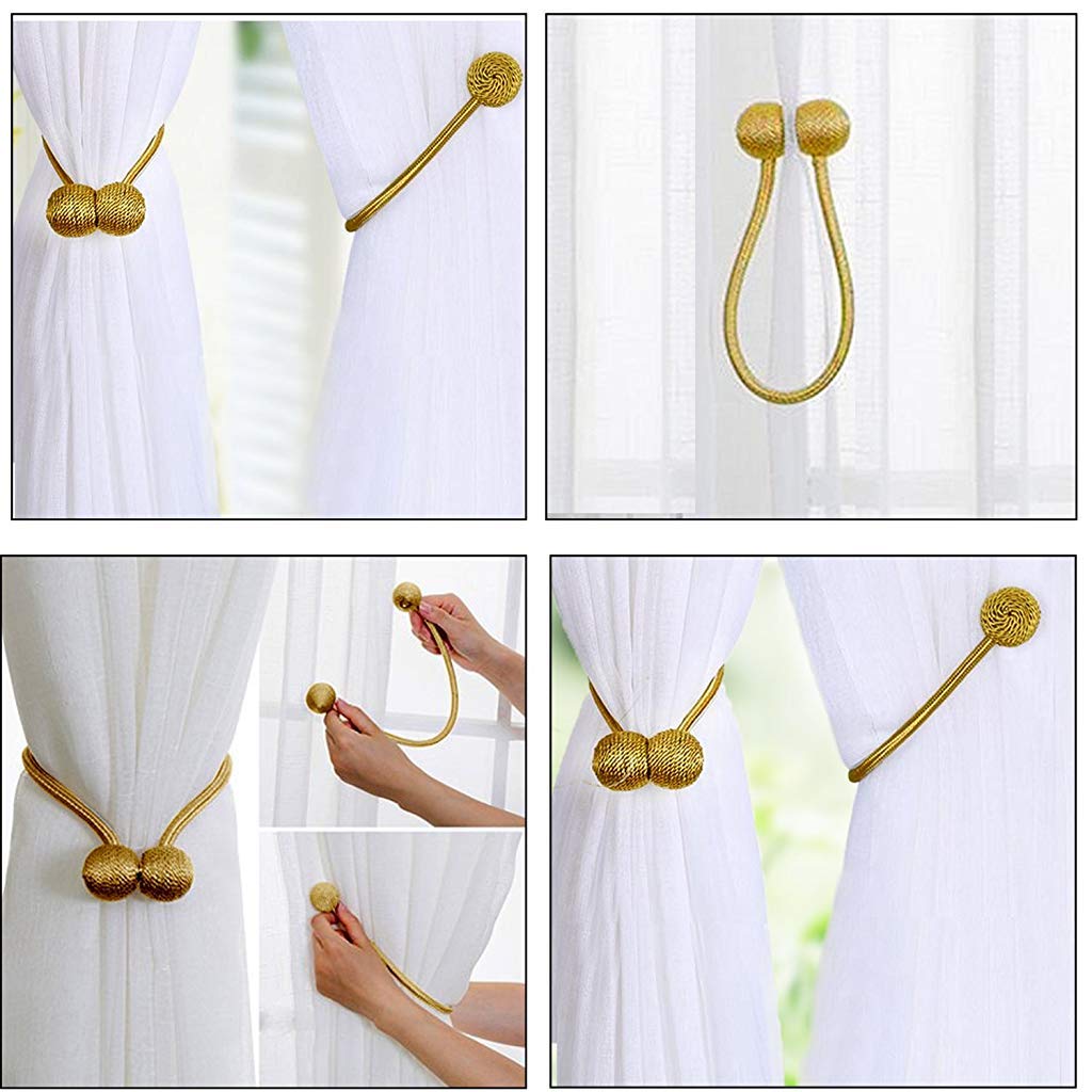 Magnetic Curtain Tiebacks Curtain Clips Rope Holdbacks Curtain Weaving Holder Buckles For Home Office Decorative 1 Piece