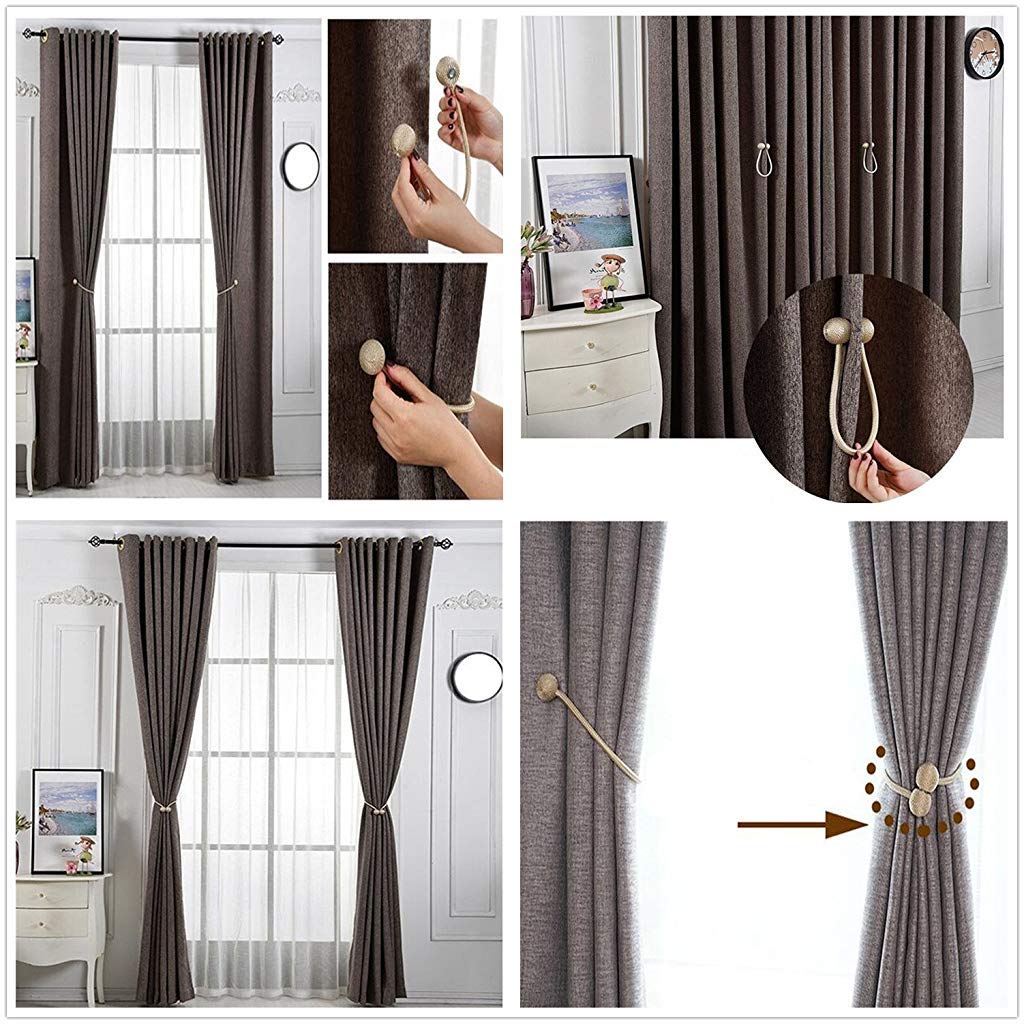 Magnetic Curtain Tiebacks Curtain Clips Rope Holdbacks Curtain Weaving Holder Buckles For Home Office Decorative 1 Piece