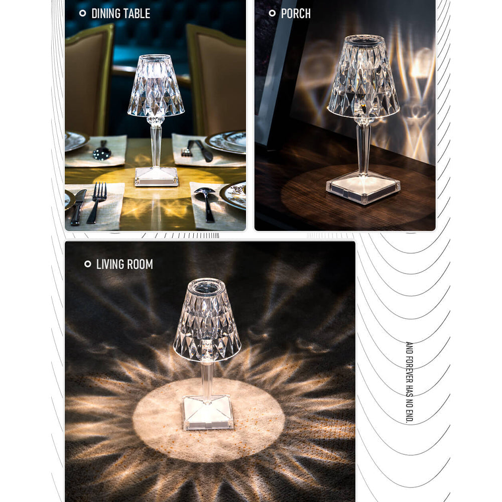LED Diamond Crystal Projection Night Lights USB Charging Touch Control Lighting Desk Lamp / 347560