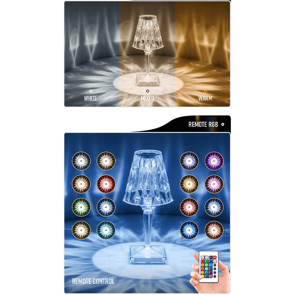 LED Diamond Crystal Projection Night Lights USB Charging Touch Control Lighting Desk Lamp / 347560
