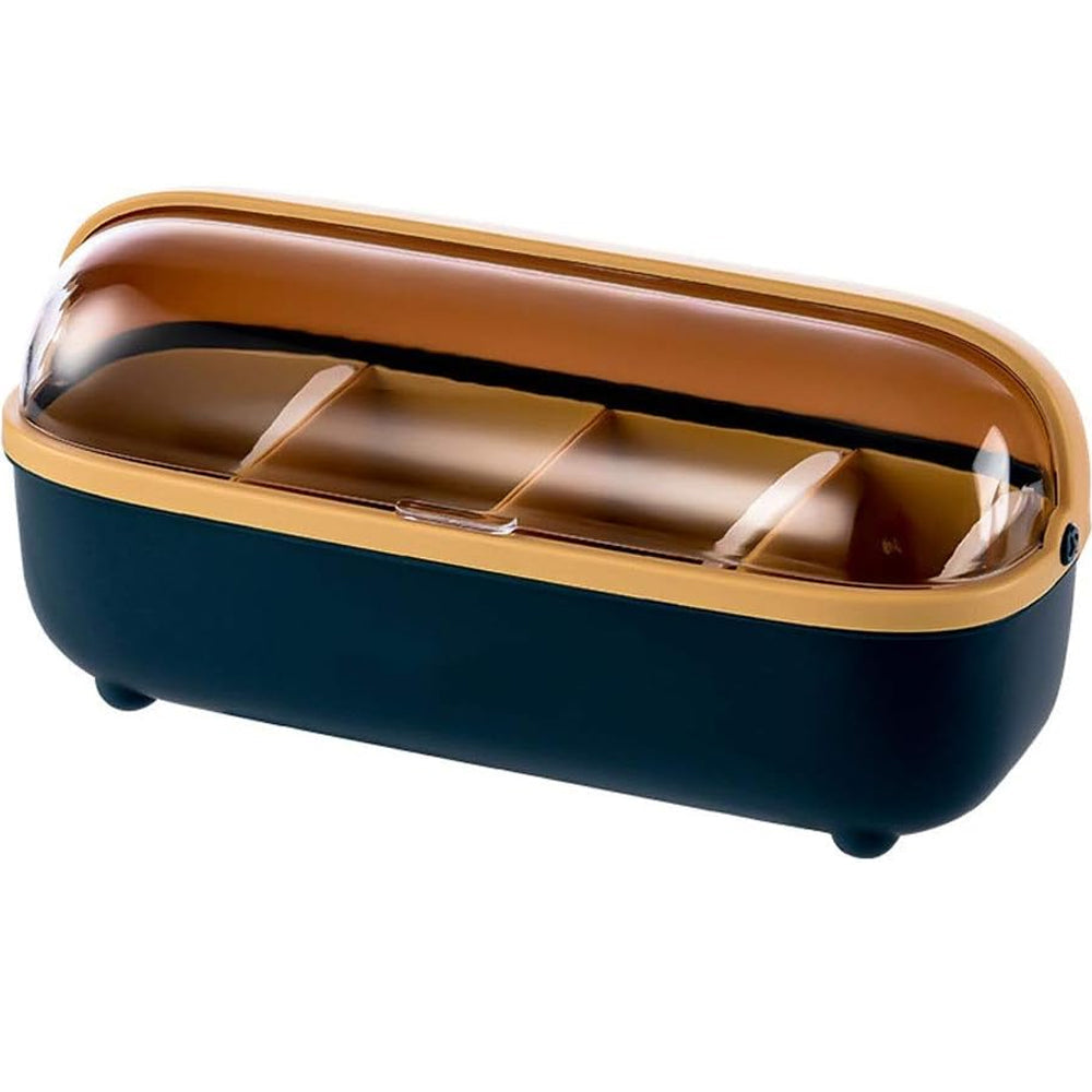 Spice Bottle Four Compartment Condiment Spice Box,With Spoons,Suitable For Kitchen