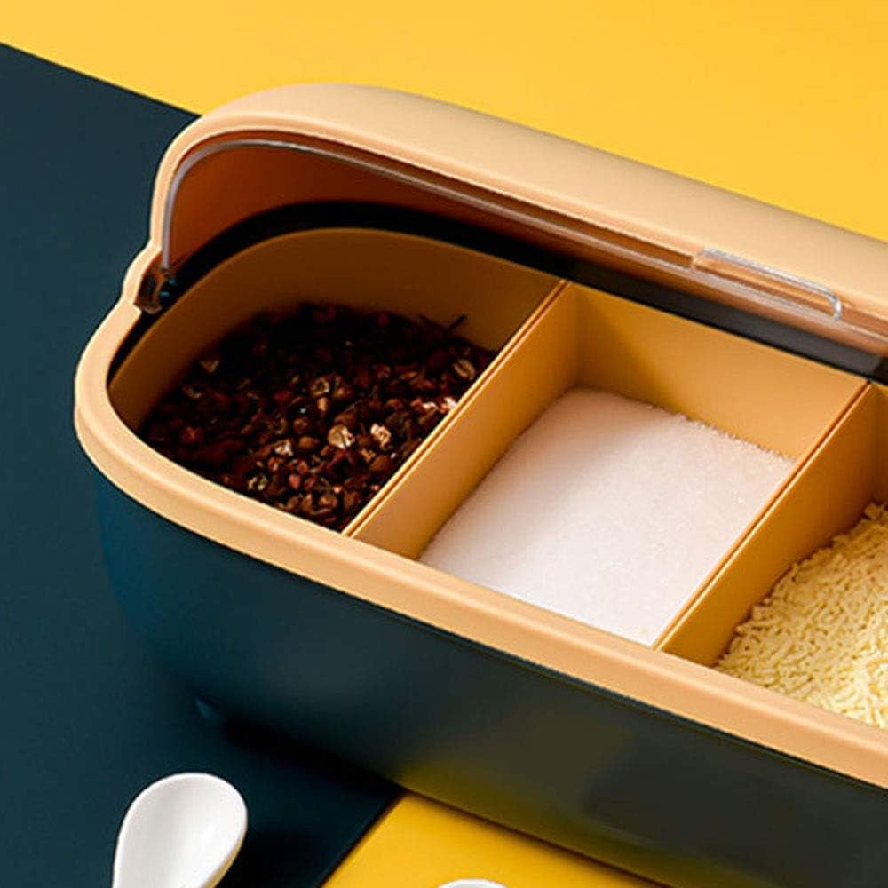 Spice Bottle Four Compartment Condiment Spice Box,With Spoons,Suitable For Kitchen