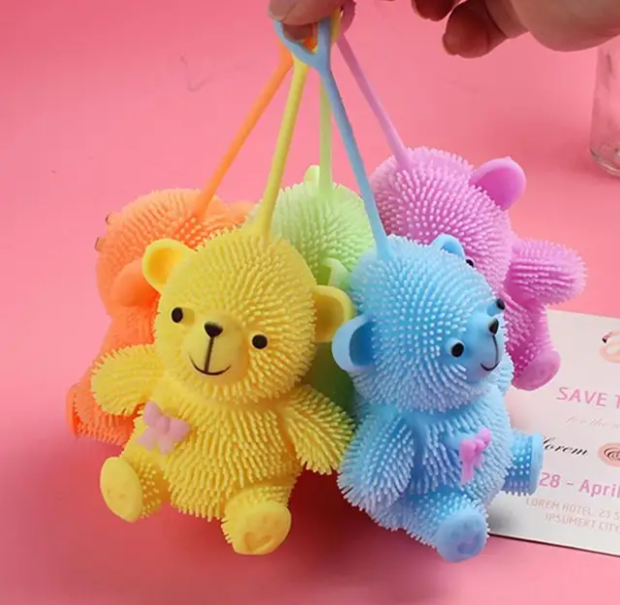 1pc Soft Elastic Luminous Toy Large Cute Bear Teddy Pressure
