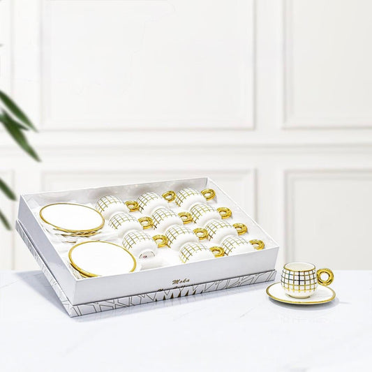 Moka, 24 Pcs Coffee Cups With Saucers Set